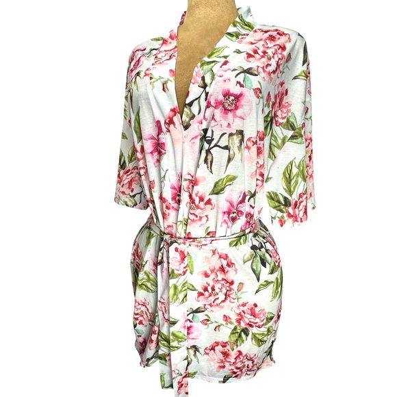 Show Me Your Mumu BRIE Robe Kimono Pink‎ Floral Bridal Beach Cover-Up One Size - Picture 8 of 16